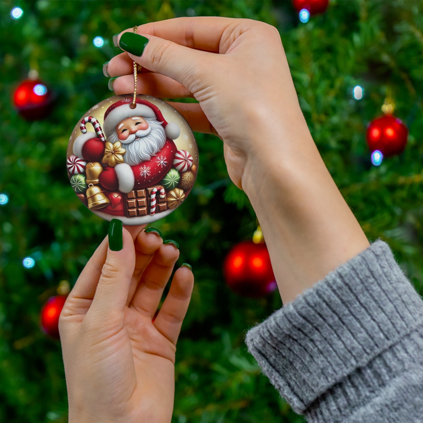 A Christmas Santa Ceramic Ornament