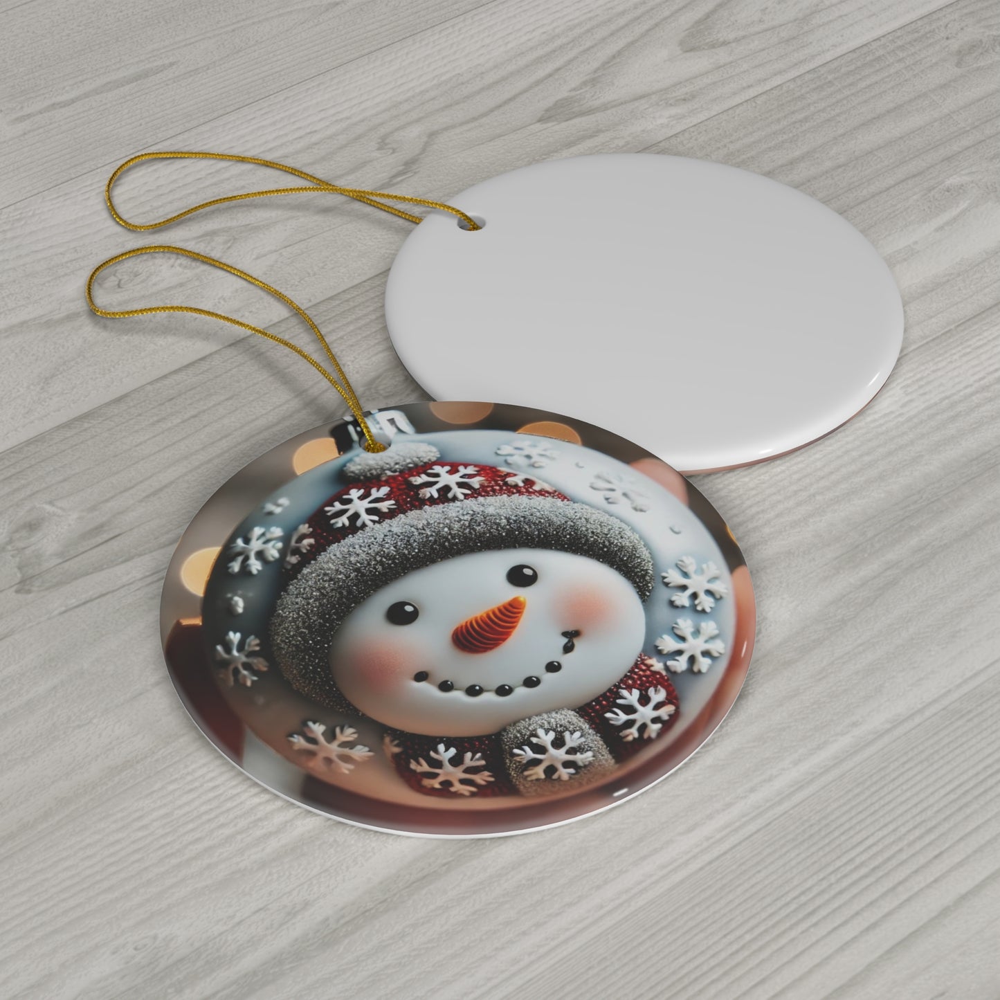 A Christmas Snowman Ceramic Ornament