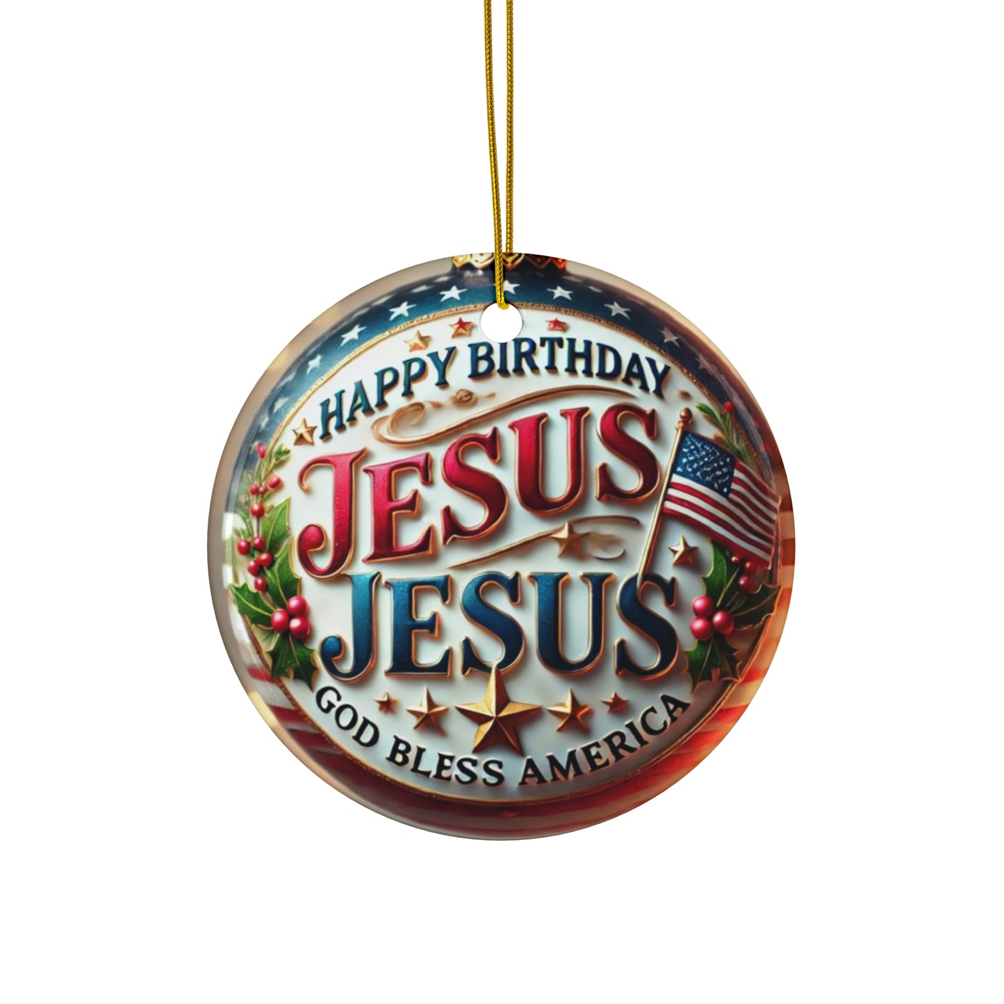 A Christmas Jesus, America Ceramic Ornament