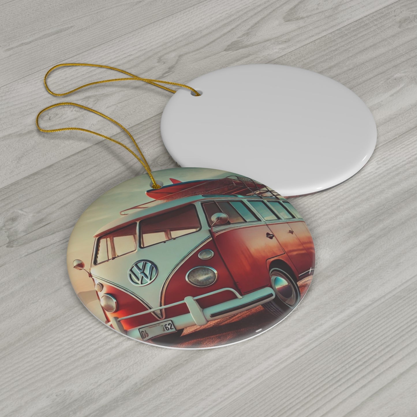 A Christmas VW Volkswagen Ceramic Ornament