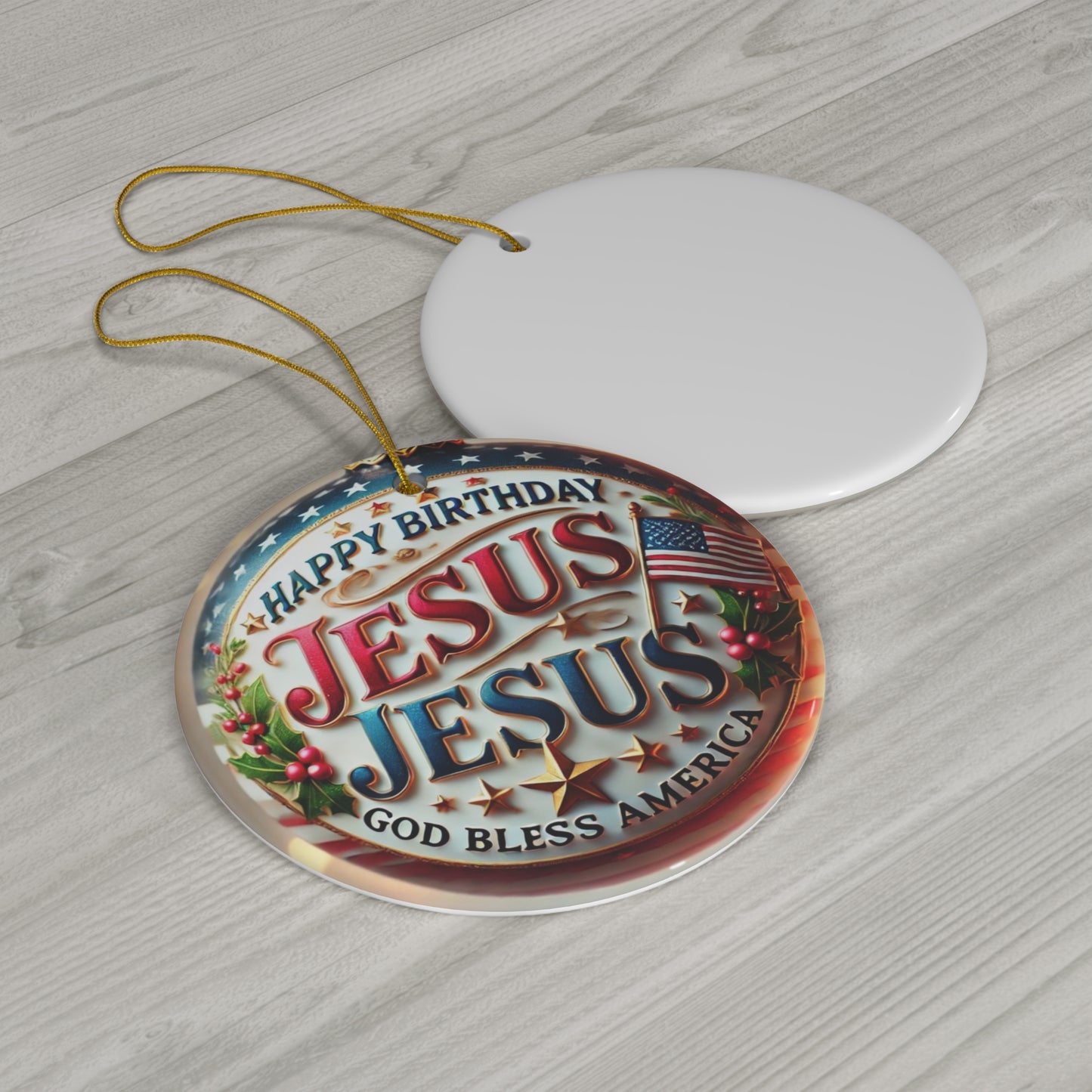 A Christmas Jesus, America Ceramic Ornament