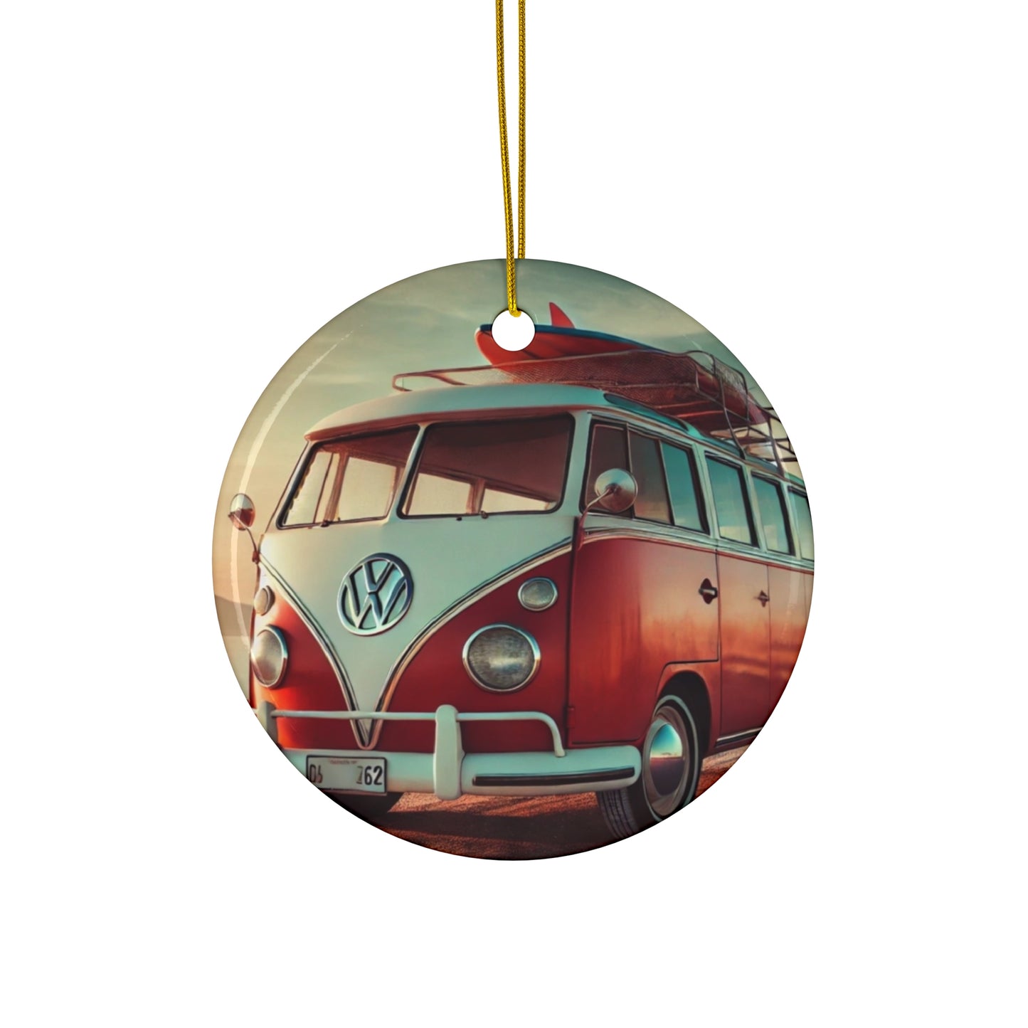 A Christmas VW Volkswagen Ceramic Ornament