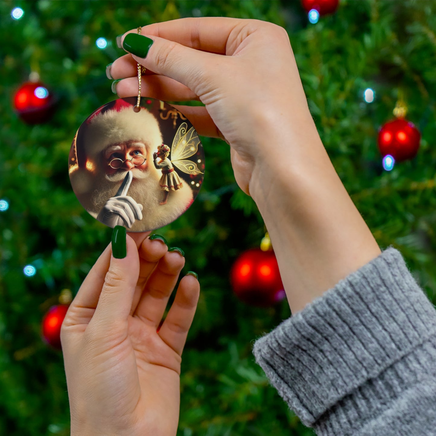 A Christmas Santa Ceramic Ornament