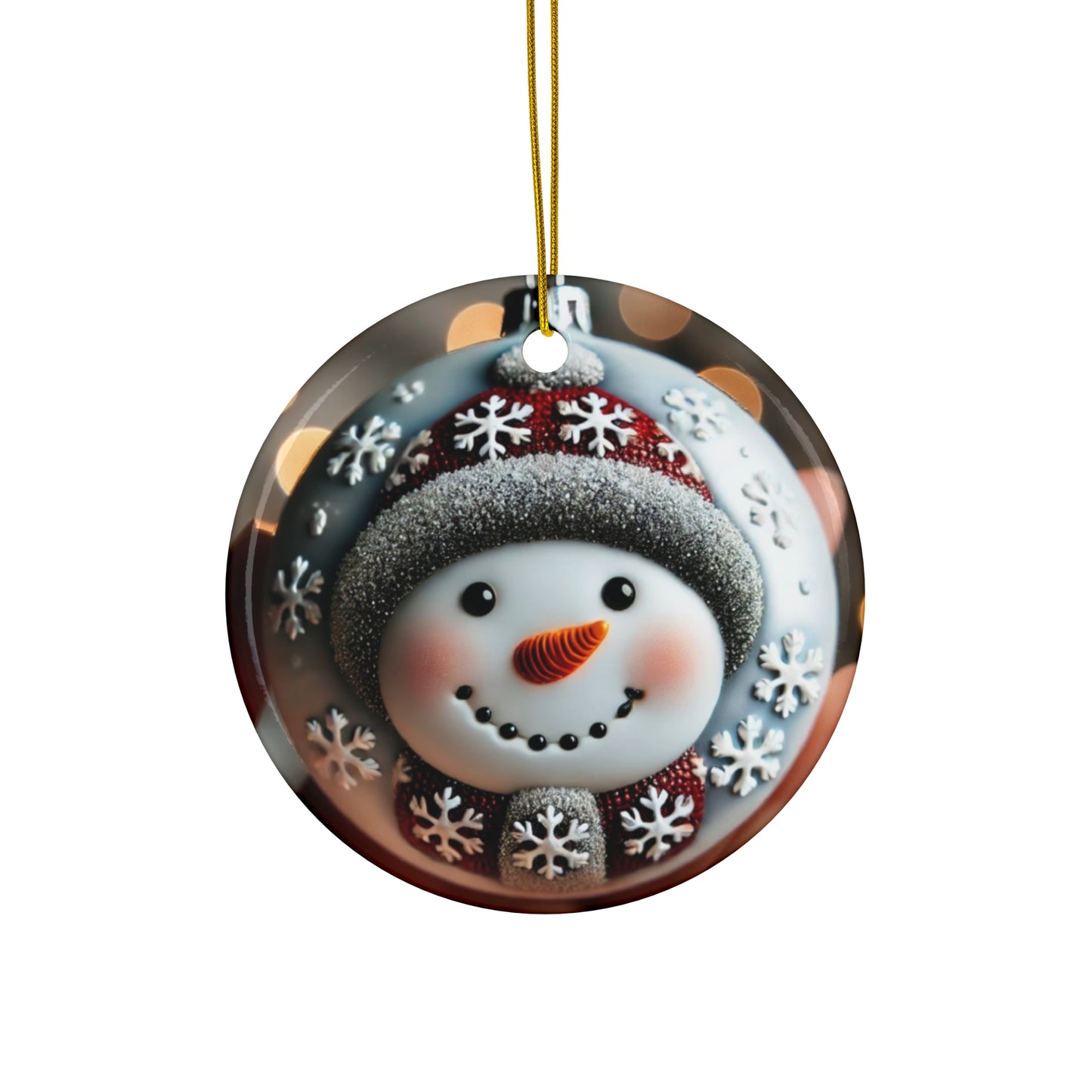 A Christmas Snowman Ceramic Ornament