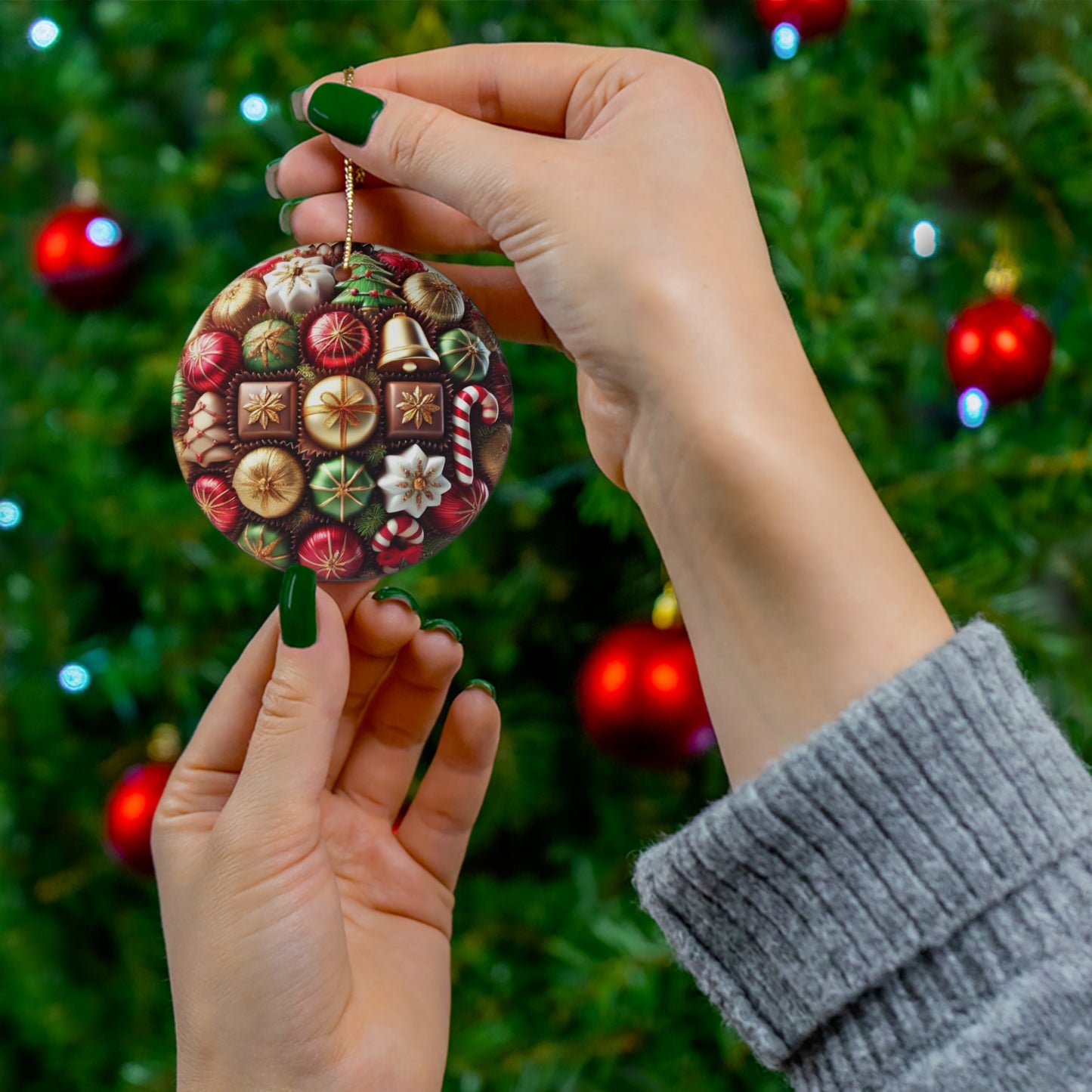 A Christmas Candy Ceramic Ornament